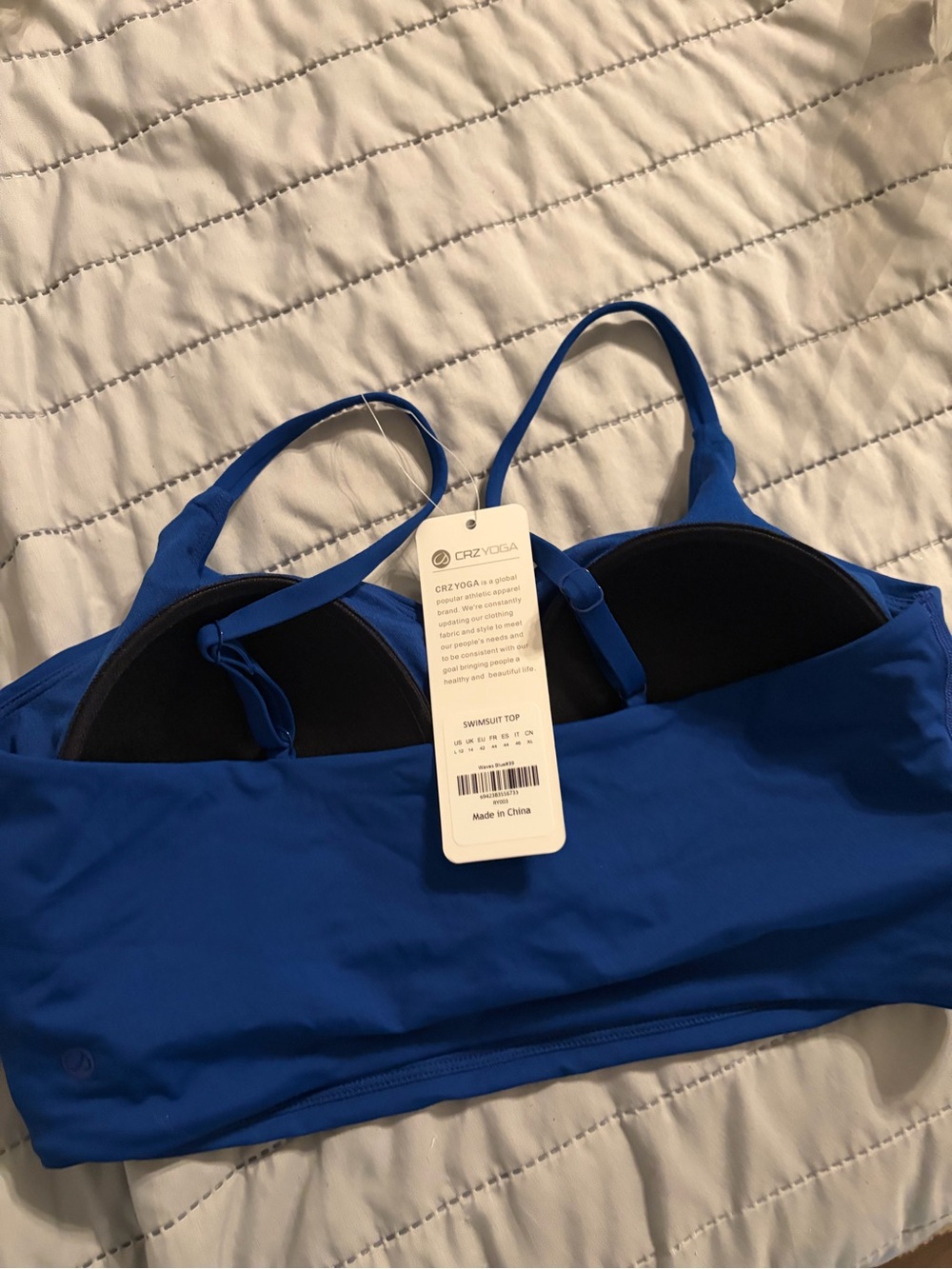 Crz yoga Royal Blue Swim Top with Adjustable Straps